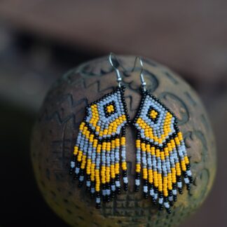 Kolczyki indiańskie, boho, żółte