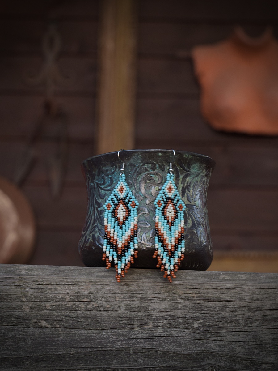 Kolczyki indiańskie, boho, turkusowe - obrazek 9
