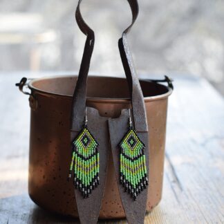 Kolczyki zielone, indiańskie, boho